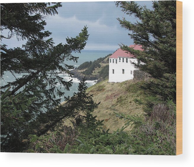 Oregon Wood Print featuring the photograph Cape Foulweather Clouds by Lora Fisher