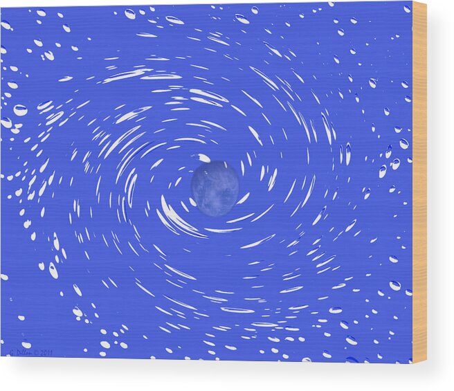 Planet Wood Print featuring the digital art Celestial Swirl in Blue by Grace Dillon