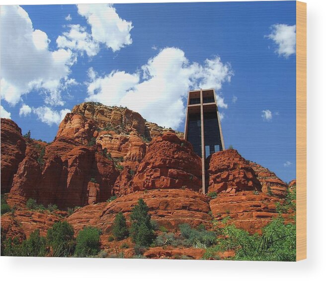 Arizona Wood Print featuring the photograph Chapel of the Holy Cross by Mark Valentine