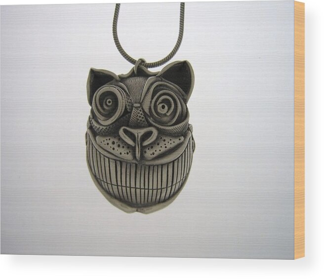 Cat Wood Print featuring the jewelry Cheshire Cat by Michael Marx