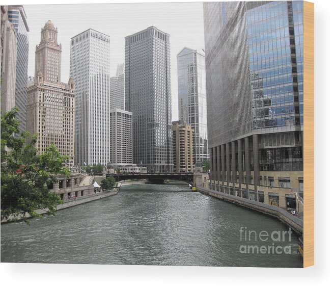 Chicago Wood Print featuring the photograph Chicago River by Sonia Flores Ruiz