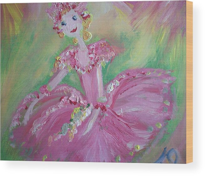 Ballerina Wood Print featuring the painting Christmas Ballerina by Judith Desrosiers