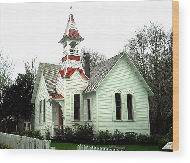 Oysterville Wood Print featuring the photograph Church in Oysterville by Kelly Manning