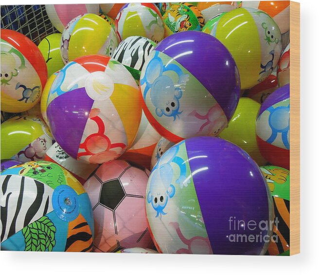 Ball Wood Print featuring the photograph Colorful Balls by Renee Trenholm