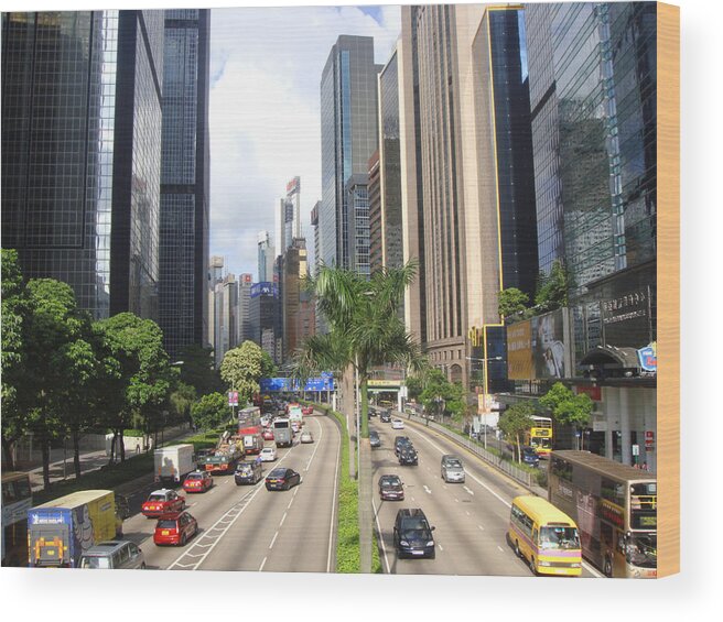 Hong Kong Wood Print featuring the photograph Concrete River by Roberto Alamino