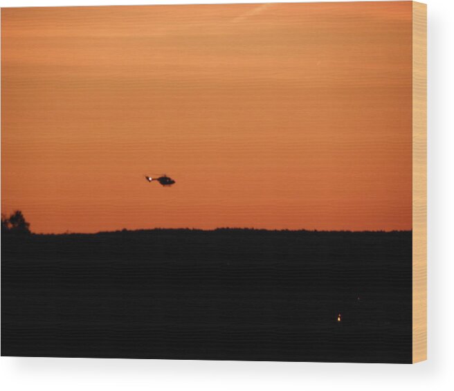 Sunset Wood Print featuring the photograph Copter Sunset by Kim Galluzzo