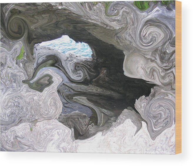 Grotto Wood Print featuring the mixed media Faces in the Grotto by Bruce Ritchie