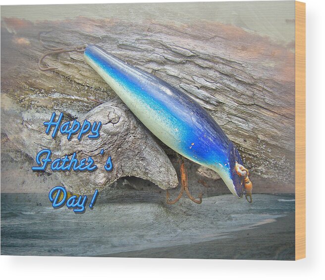 Fathers Day Wood Print featuring the photograph Fathers Day Greeting Card - Vintage Floyd Roman Nike Fishing Lure by Carol Senske