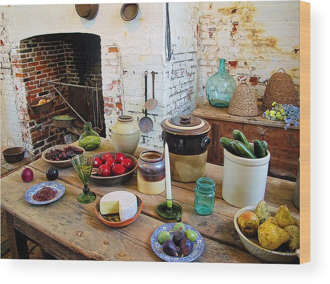 Food Wood Print featuring the photograph Feast table by Dulce Levitz