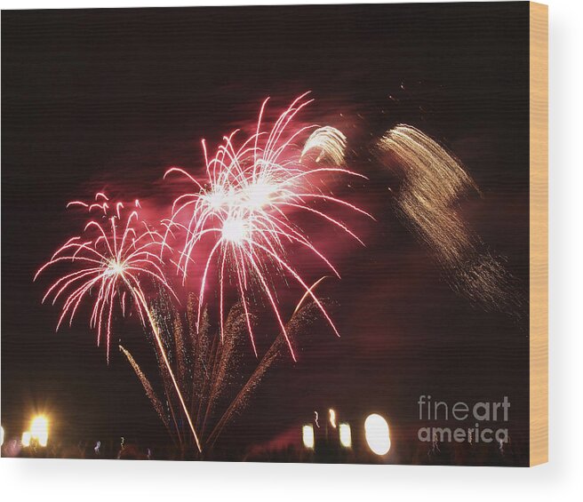 Aglow Wood Print featuring the photograph Firework display by Bernard Jaubert