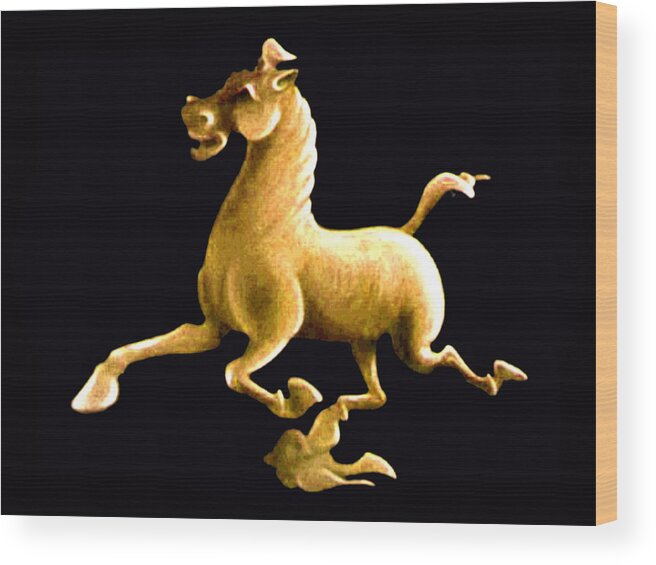 Cricketnoel Wood Print featuring the painting Flying Horse by Ginny Schmidt