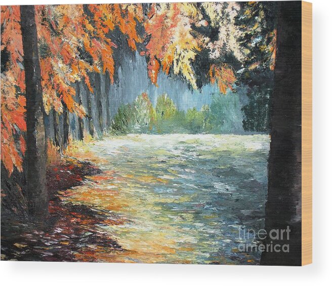 Forest Wood Print featuring the painting Forest in Fall by Amalia Suruceanu