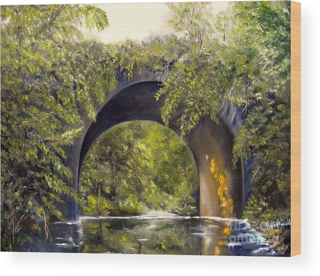 Bridge Wood Print featuring the painting Forgotten Train Bridge by Carol Sweetwood