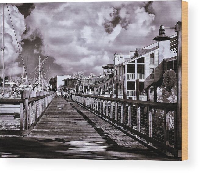 Infrared Wood Print featuring the photograph Front Street Boardwalk - Infrared by Bill Barber