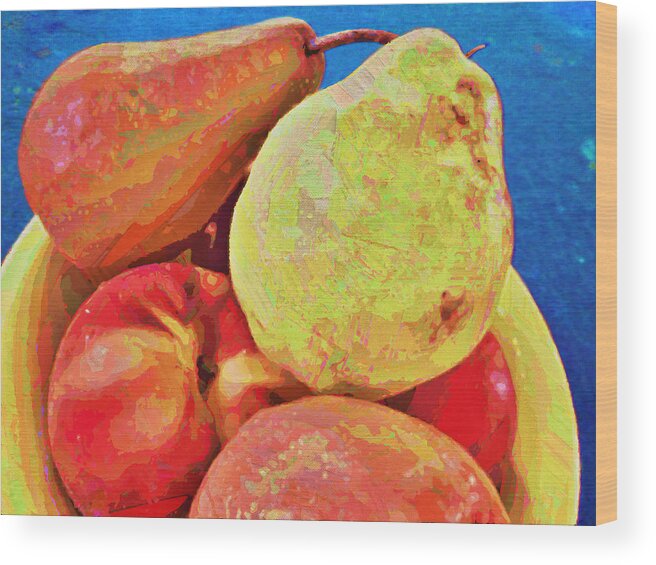 Bowl Wood Print featuring the digital art Frutbol by Ginny Schmidt