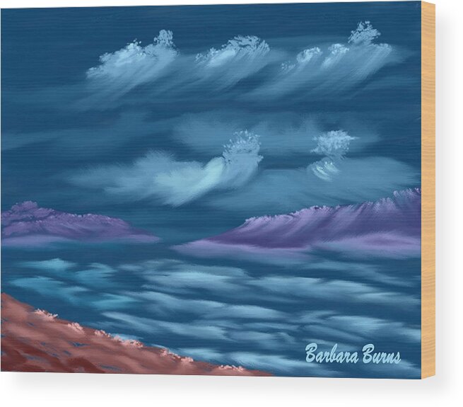 Seascape Wood Print featuring the digital art Ghost Sisters Cove by Barbara Burns