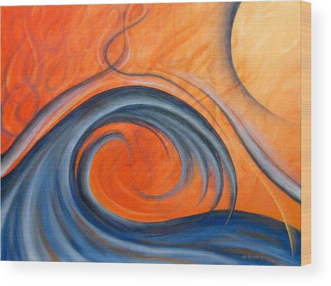 Wave Wood Print featuring the painting Heat Wave by Michael Morgan
