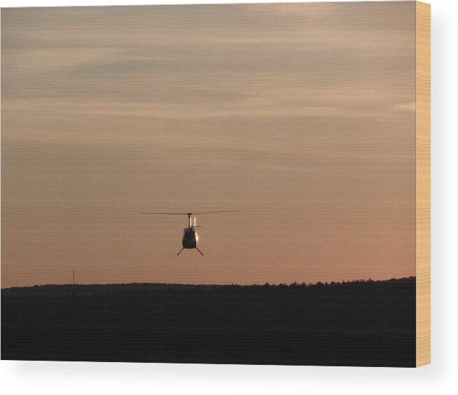 Helicopter Wood Print featuring the photograph Helicopter Flyover At Sunset by Kim Galluzzo Wozniak