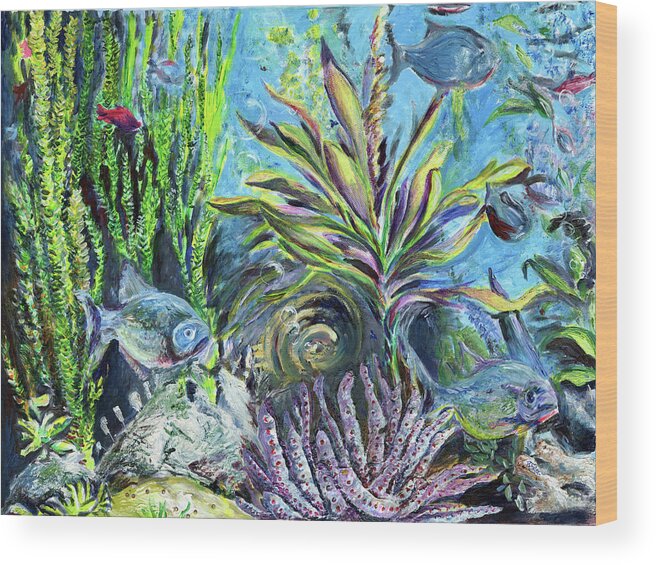 Fish Wood Print featuring the painting Hidden Odyssey by Richard Jules