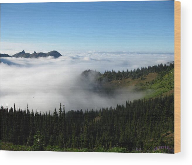Landscape Wood Print featuring the photograph High Above the Clouds by Kathy Long
