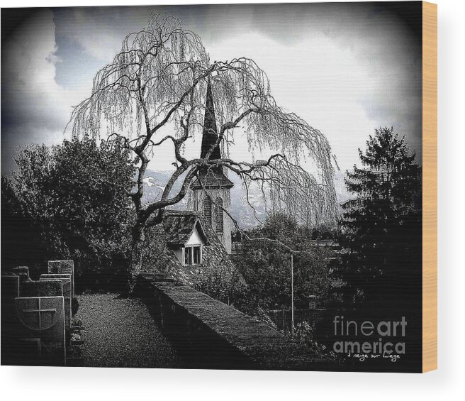 Switzerland Wood Print featuring the photograph High on the hill peace and eternal rest reign by Mariana Costa Weldon