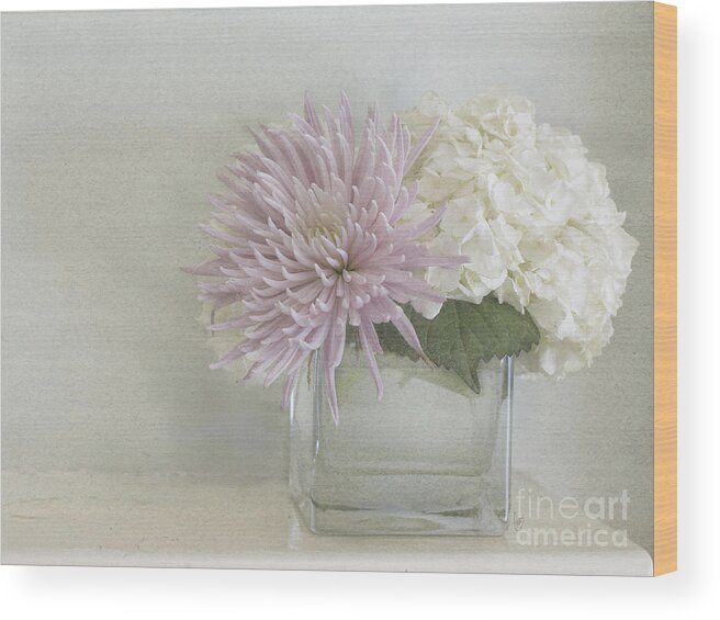 Hydrangea Wood Print featuring the photograph Hydrangea and mum by Cindy Garber Iverson