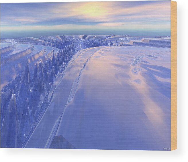 Digital Art Wood Print featuring the digital art Ice Fissure by Phil Perkins