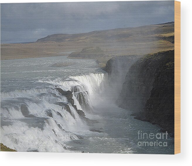 Iceland Wood Print featuring the photograph Iceland Waterfalls by Louise Peardon
