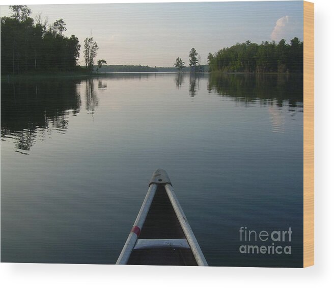 Canoe Wood Print featuring the painting In the Old Canoe by Alex Blaha