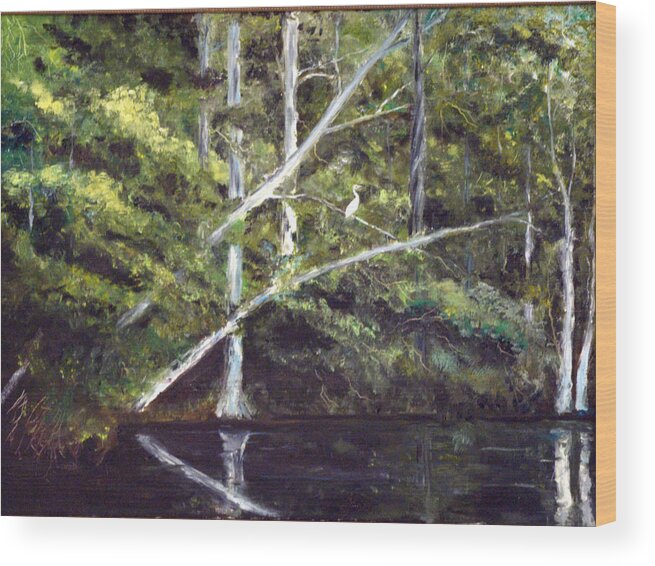 Jackson Bluff Wood Print featuring the painting Jackson Bluff on the Waccamaw River by Phil Burton