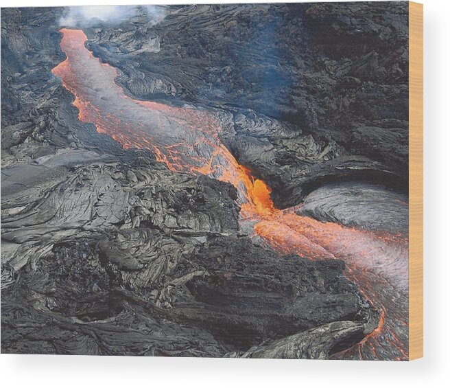Tropical Wood Print featuring the photograph Kilauea Lava Flow by Karen Nicholson