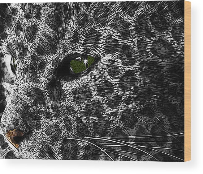 Black Wood Print featuring the photograph Leopard Within by Teri Schuster