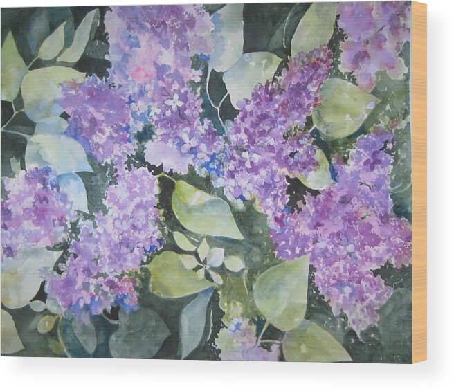 Lilacs Wood Print featuring the painting Lilacs by Marilyn Clement