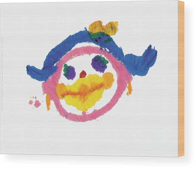 People Wood Print featuring the painting Lipstick Face by Jessie Abrams Age Six