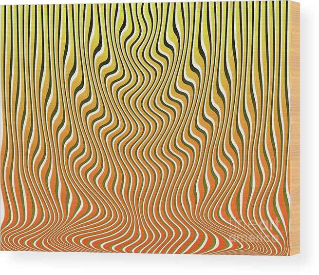 Op Art Wood Print featuring the painting Living Fire by Pet Serrano