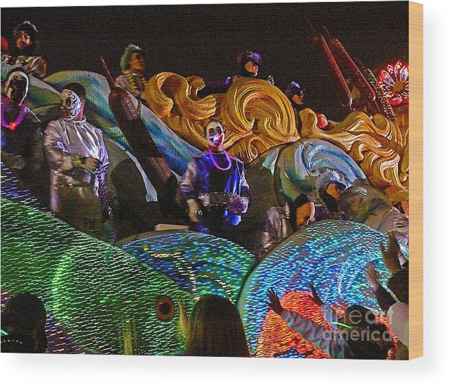 New Orleans Wood Print featuring the photograph Mardi Gras Clown by Jeanne Woods