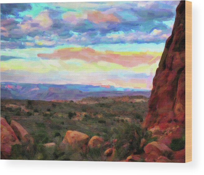 Moab Wood Print featuring the digital art Moab Sky by Gary Baird
