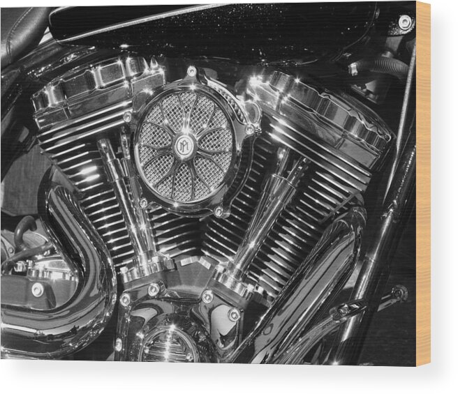 Motorcycle Wood Print featuring the photograph Monochrome Vee by Samuel Sheats