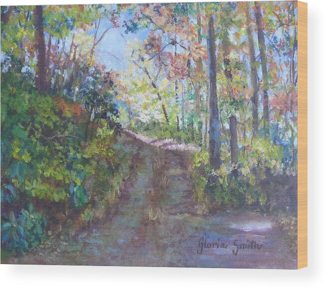 Landscape Wood Print featuring the painting Mountain Road by Gloria Smith