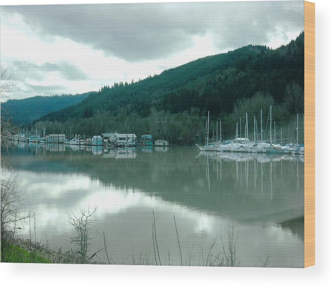 Multnomah Channel Wood Print featuring the photograph Multnomah Channel Sauvie Island by Kelly Manning
