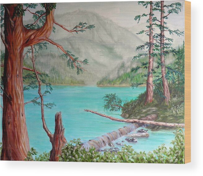 Namu Wood Print featuring the painting Namu Lake by Ida Eriksen