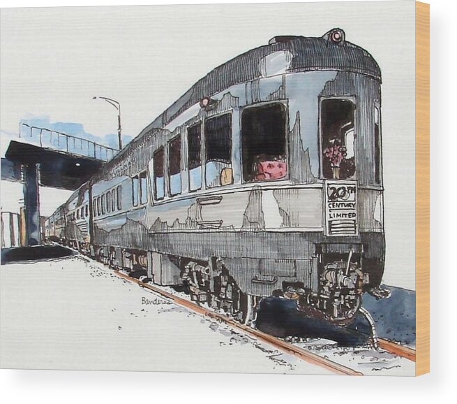 Railroad Wood Print featuring the painting Observation Car by Terry Banderas