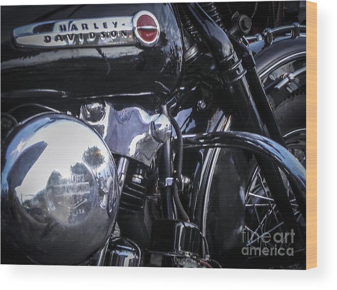 Harley Davidson Wood Print featuring the photograph Oldie But Goodie by Chuck Re