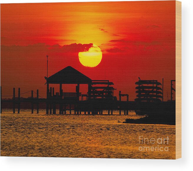 Banks Wood Print featuring the photograph Outerbanks Sunset by Nick Zelinsky Jr