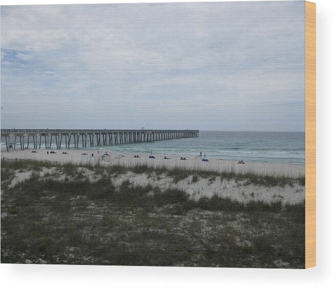 Kathy Long Wood Print featuring the photograph Panama City Beach Pier by Kathy Long