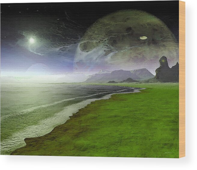 Moon Wood Print featuring the painting Paranormal Activity by Wayne Bonney