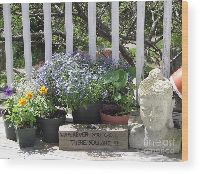 Buddha Bust Wood Print featuring the photograph Peace and Buddha by Michelle Welles