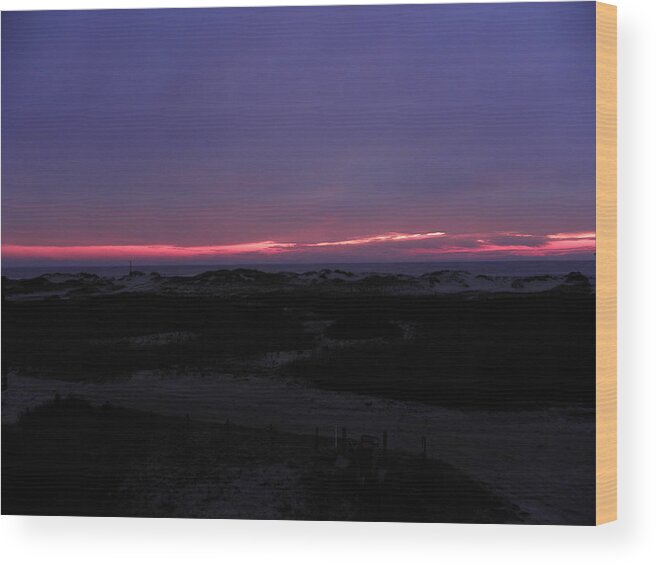 Sunrise Wood Print featuring the photograph Pink Sunrise Over The Dunes by Kim Galluzzo