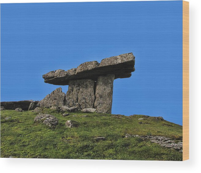 Poulnabrone Wood Print featuring the photograph Poulnabrone Dolmen by David Gleeson
