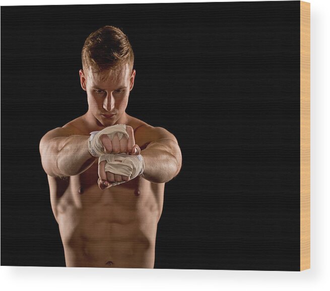 Boxer Wood Print featuring the photograph Preparing for the fight by Jim Boardman